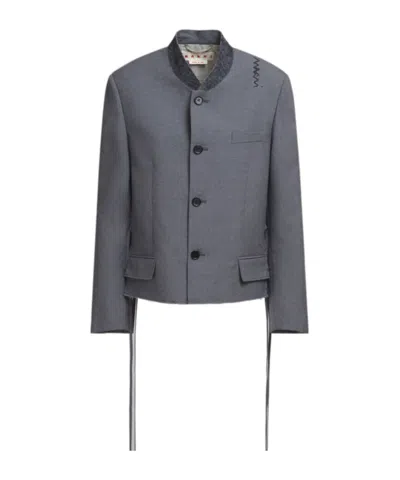 MARNI MARNI LOGO EMBROIDERED BUTTON-UP JACKET