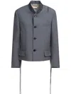 Marni Felt-trimmed Frayed Embroidered Wool Jacket In Grey