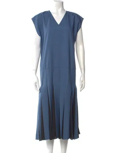 Pre-owned Marni Virgin Wool Long Dress In Blue