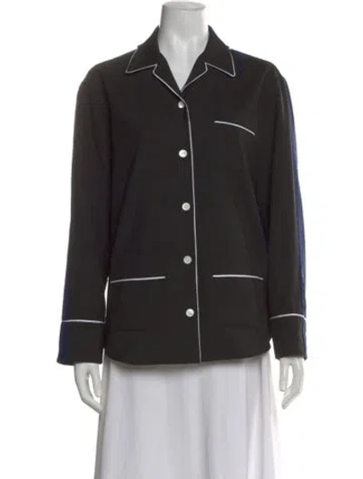 Pre-owned Marni Virgin Wool Long Sleeve Button-up Top In Black