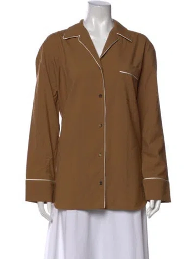 Pre-owned Marni Virgin Wool Long Sleeve Button-up Top In Brown