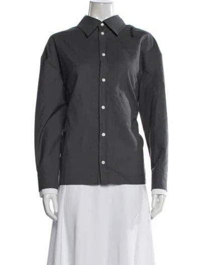 Pre-owned Marni Virgin Wool Long Sleeve Button-up Top In Gray