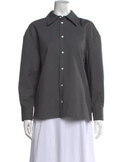 Pre-owned Marni Virgin Wool Long Sleeve Button-up Top In Grey