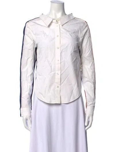 Pre-owned Marni Virgin Wool Long Sleeve Button-up Top In White