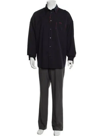 Pre-owned Marni Virgin Wool Long Sleeve Shirt In Blue
