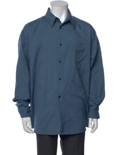 Pre-owned Marni Virgin Wool Long Sleeve Shirt In Blue