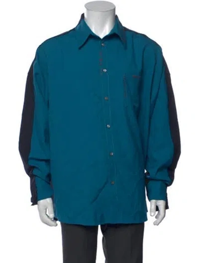 Pre-owned Marni Virgin Wool Long Sleeve Shirt In Blue