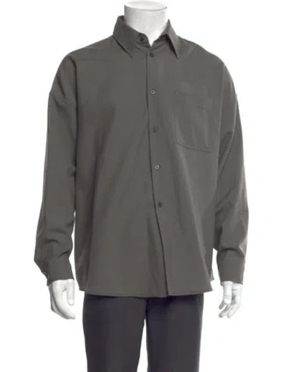 Pre-owned Marni Virgin Wool Long Sleeve Shirt In Gray