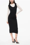 Marni Virgin Wool Maxi Dress With Ribbed Inner In Black