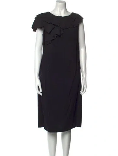 Pre-owned Marni Virgin Wool Midi Length Dress In Black