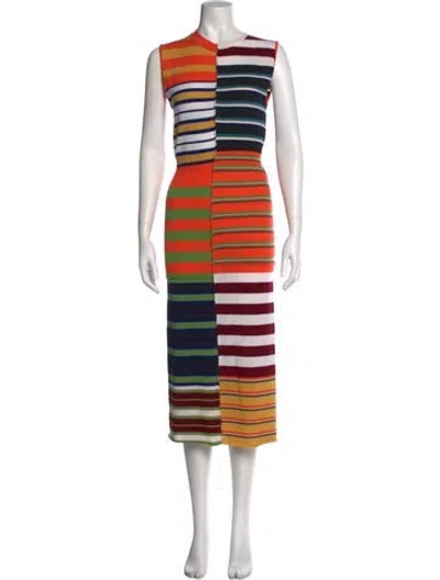 Pre-owned Marni Virgin Wool Midi Length Dress In Orange