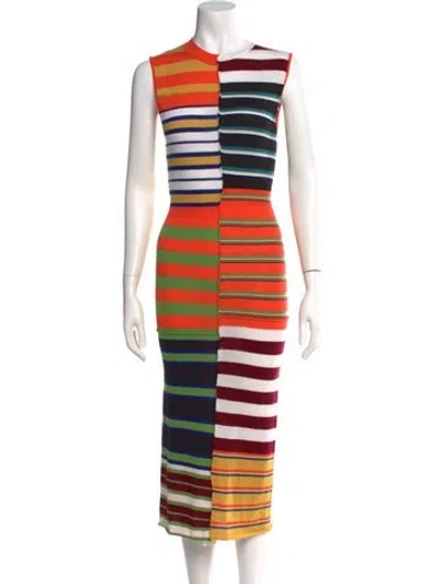 Pre-owned Marni Virgin Wool Midi Length Dress In Orange