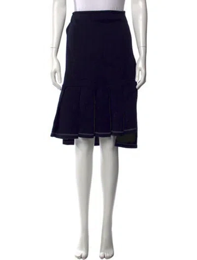 Pre-owned Marni Virgin Wool Midi Length Skirt In Blue