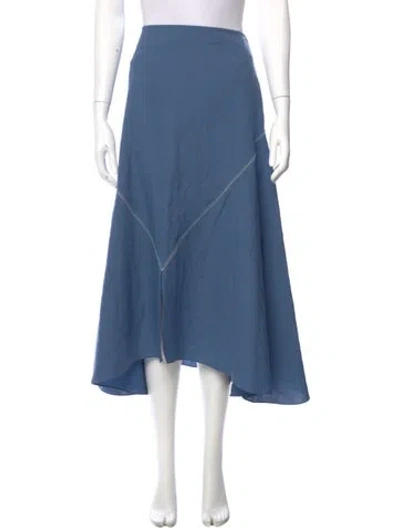 Pre-owned Marni Virgin Wool Midi Length Skirt W/ Tags In Blue
