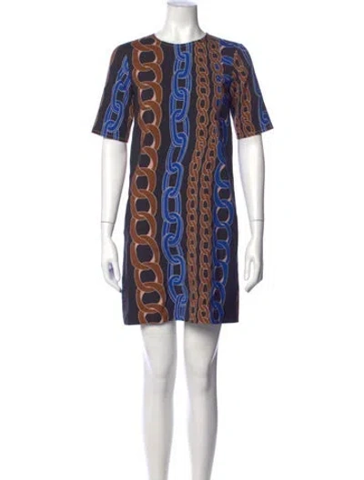 Pre-owned Marni Virgin Wool Mini Dress In Blue