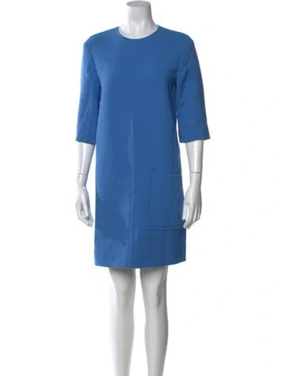Pre-owned Marni Virgin Wool Mini Dress In Blue