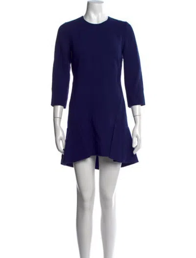Pre-owned Marni Virgin Wool Mini Dress In Blue