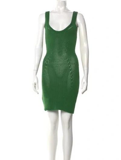 Pre-owned Marni Virgin Wool Mini Dress In Green