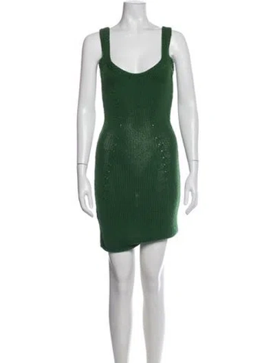 Pre-owned Marni Virgin Wool Mini Dress In Green