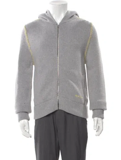 Pre-owned Marni Virgin Wool Mock Neck Cardigan W/ Tags In Gray