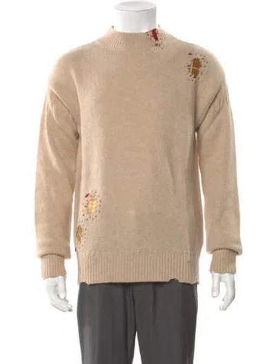 Pre-owned Marni Virgin Wool Mock Neck Cardigan W/ Tags In Neutrals