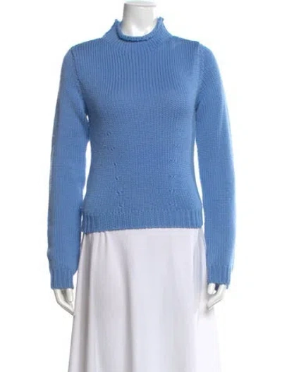 Pre-owned Marni Virgin Wool Mock Neck Sweater In Blue