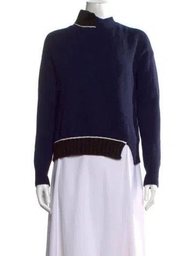 Pre-owned Marni Virgin Wool Mock Neck Sweater In Blue