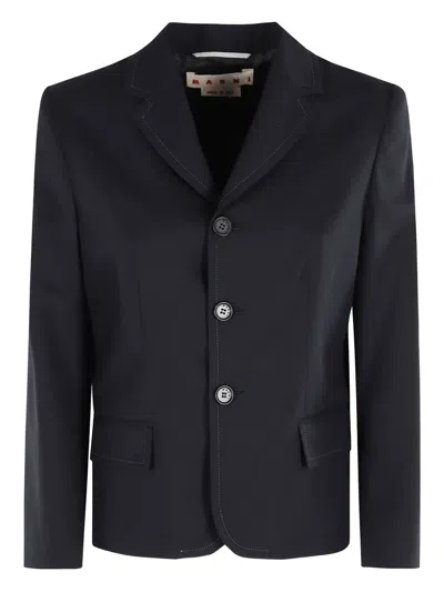 Marni Virgin-wool Notched-lapel Blazer In Black