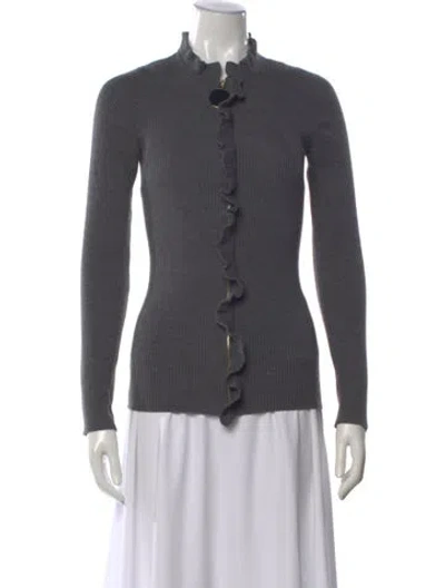 Pre-owned Marni Virgin Wool Open Front Sweater In Gray