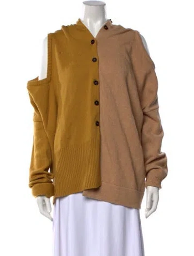 Pre-owned Marni Virgin Wool Open Front Sweater In Neutrals