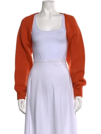 Pre-owned Marni Virgin Wool Open Front Sweater In Orange