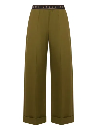Marni Virgin Wool Pants In Green
