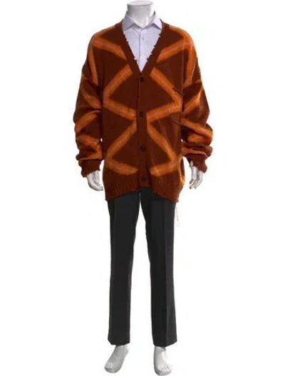 Pre-owned Marni Virgin Wool Patterned Cardigan In Brown