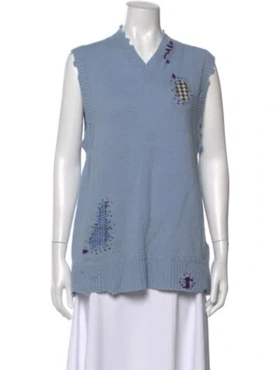Pre-owned Marni Virgin Wool Patterned Sweater In Blue