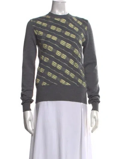 Pre-owned Marni Virgin Wool Patterned Sweater In Grey/yellow