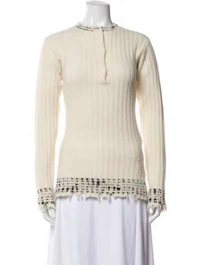 Pre-owned Marni Virgin Wool Patterned Sweater W/ Tags In Neutrals