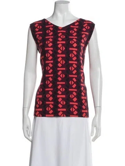 Pre-owned Marni Virgin Wool Patterned Top In Purple