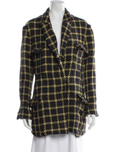 Pre-owned Marni Virgin Wool Plaid Print Blazer In Blue