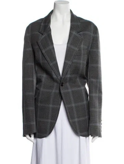 Pre-owned Marni Virgin Wool Plaid Print Blazer W/ Tags In Gray