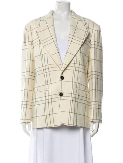 Pre-owned Marni Virgin Wool Plaid Print Coat In Neutral