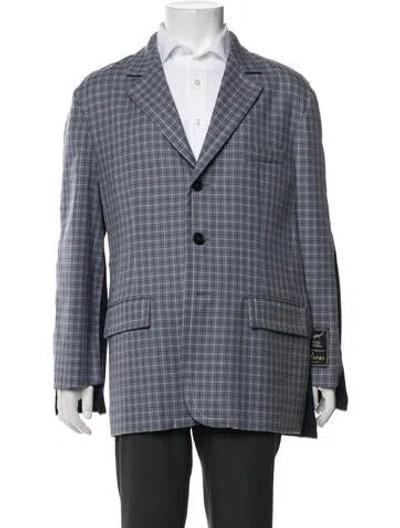 Pre-owned Marni Virgin Wool Plaid Print Jacket In Blue