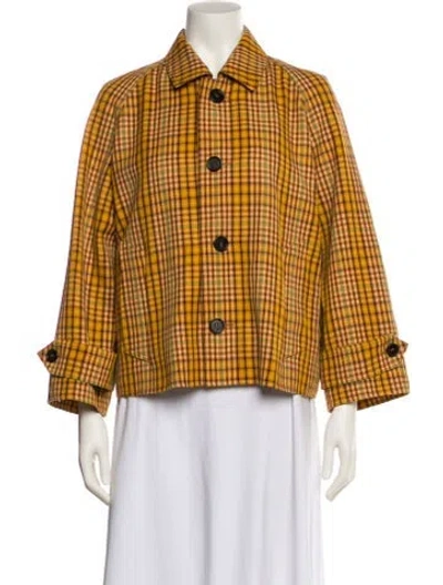 Pre-owned Marni Virgin Wool Plaid Print Jacket In Yellow
