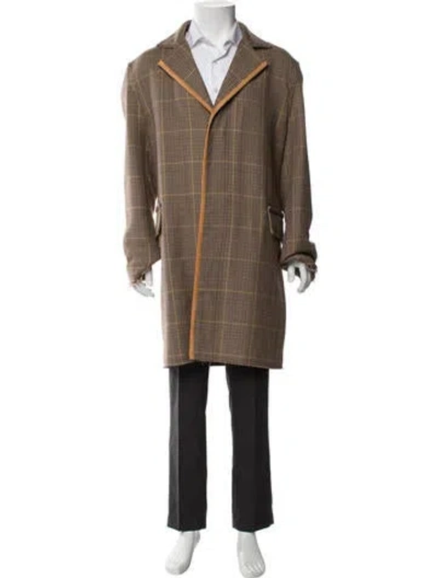 Pre-owned Marni Virgin Wool Plaid Print Overcoat In Brown