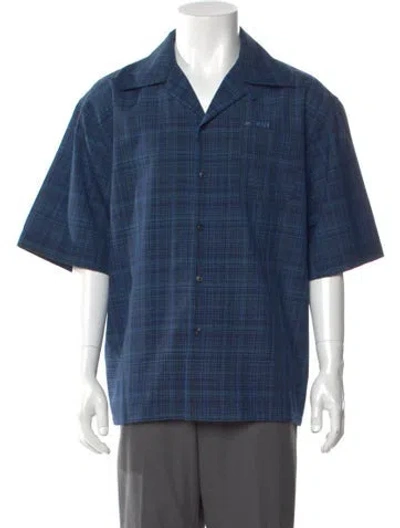 Pre-owned Marni Virgin Wool Plaid Print Shirt In Blue