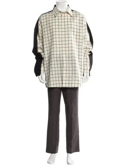 Pre-owned Marni Virgin Wool Plaid Print Shirt In Neutral