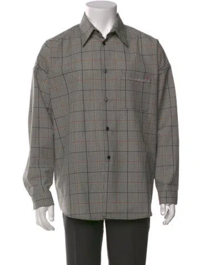 Pre-owned Marni Virgin Wool Plaid Print Shirt W/ Tags In Grey
