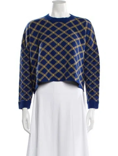 Pre-owned Marni Virgin Wool Plaid Print Sweater In Blue