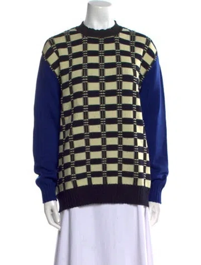 Pre-owned Marni Virgin Wool Plaid Print Sweater In Blue