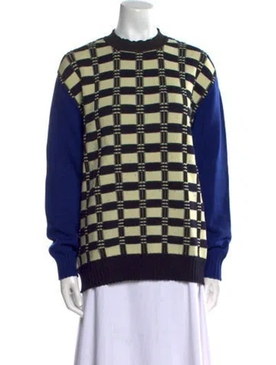 Pre-owned Marni Virgin Wool Plaid Print Sweater In Blue