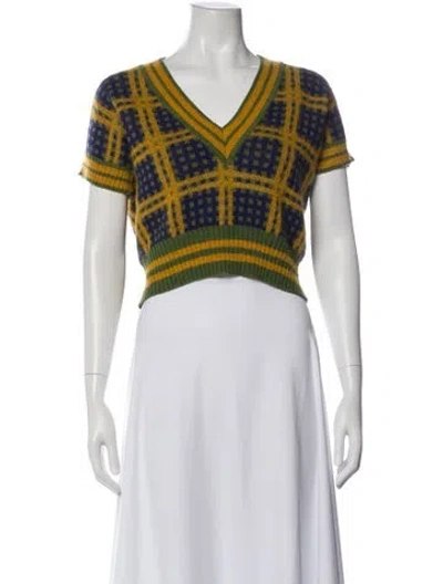 Pre-owned Marni Virgin Wool Plaid Print Sweater In Multi